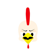 Emotions cock icon. Character cartoon rooster head