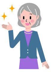 シニア　女性　ジェスチャー