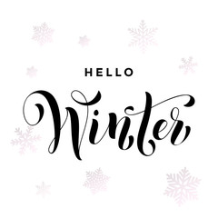 Hello Winter text calligraphy lettering for Christmas holiday greeting