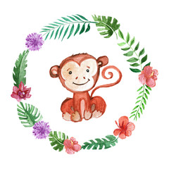 Cute baby monkey Animal for kindergarten, nursery, children clothing, pattern