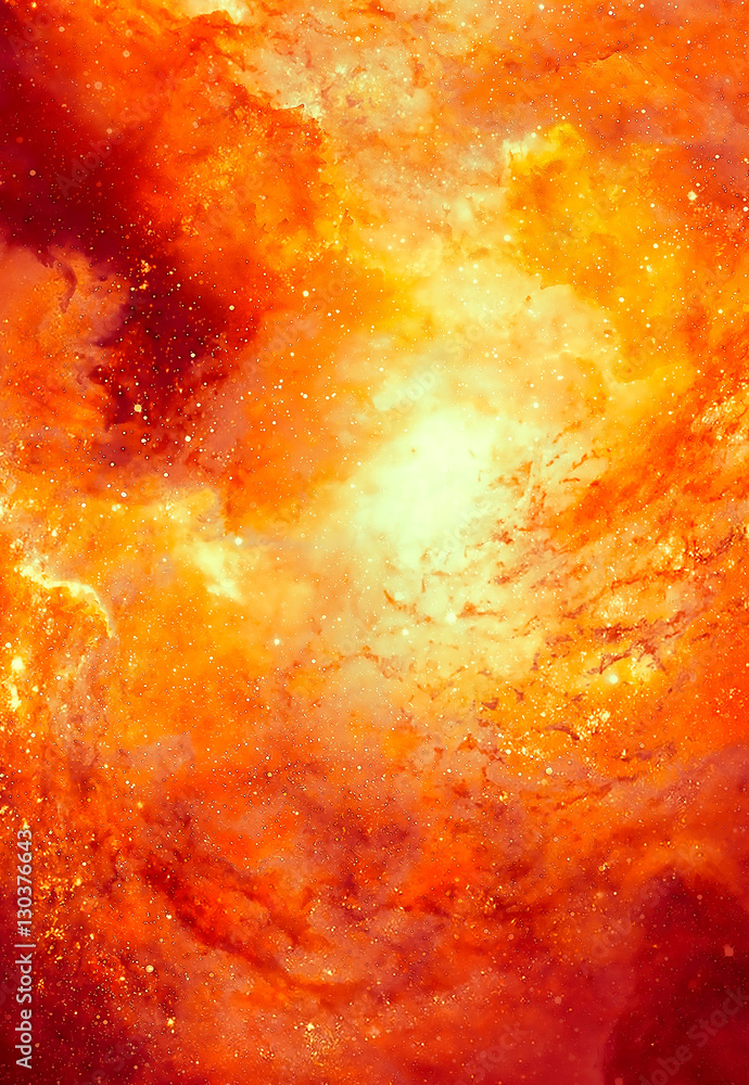 Poster cosmic space and stars, color cosmic abstract background. fire effect in space. copy space.