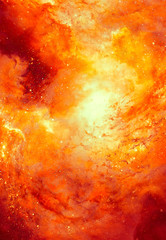Obraz na płótnie Canvas Cosmic space and stars, color cosmic abstract background. Fire effect in space. Copy space.