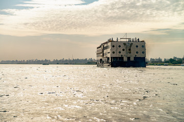 Nile river landscape with bots near Luxor city, Egypt