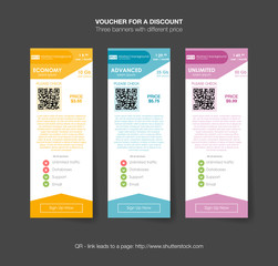 Pricing Table Template with Three Plan Type. Graphic Design on Gray Background. Three tariffs. interface for the site. ui ux vector banner for web app