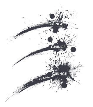 Set of hand drawn grunge brush smears. dark color. set of abstract realistic smears of black ink. Grunge Edges Vector Set . Design Elements . Grunge Borders , Dividers or Brush Strokes .