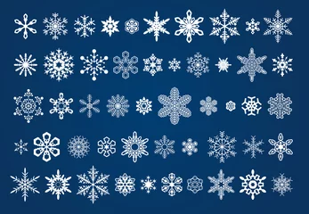 Fotobehang 50 different vector snowflakes icons set © designation