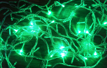 Background of the led lights glowing green lights   