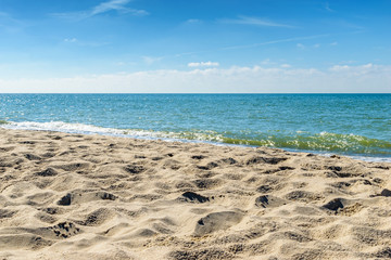 Sandy beach of the sea coast