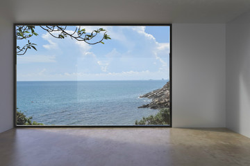 Living Indoor Empty loft Concrete on Sea view 