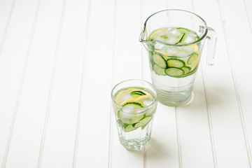 Water detox with cucumber and lemon.