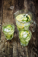 Detox water with cucumber and lemon .