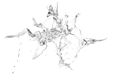 Obraz premium Isolated transparent splash of water splashing on a white backgr