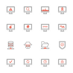 Computer viruses vector icons set