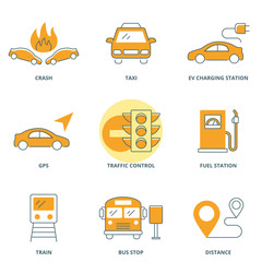 Road traffic vector icons set
