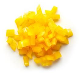 Heap of chopped bell pepper, from above