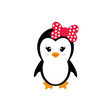 cute penguin girl on a white background