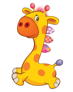  Illustration of a Cute Toy Giraffe. Cartoon Character 