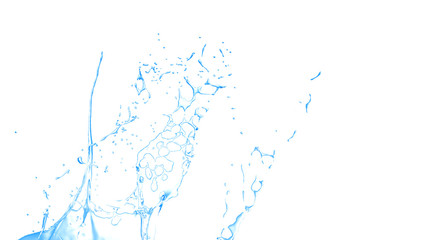 Naklejka na ściany i meble Isolated blue splash of water splashing on a white background. 3