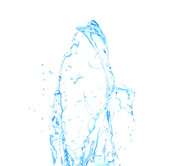 Isolated blue splash of water splashing on a white background. 3