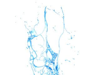 Isolated blue splash of water splashing on a white background. 3