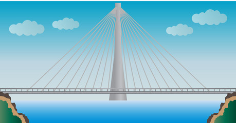  cable suspension Bridge with Nature  Landscape Background