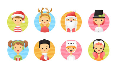 Christmas avatar. Cute christmas mascots and characters pack