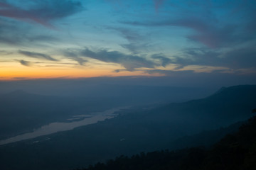 Colorful misty morning in rocks