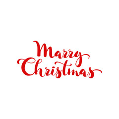 Merry Christmas calligraphic lettering inscription red color, el