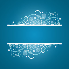 Blue  Christmas banner with snowflake ornament.