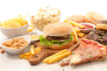 selection of junk food