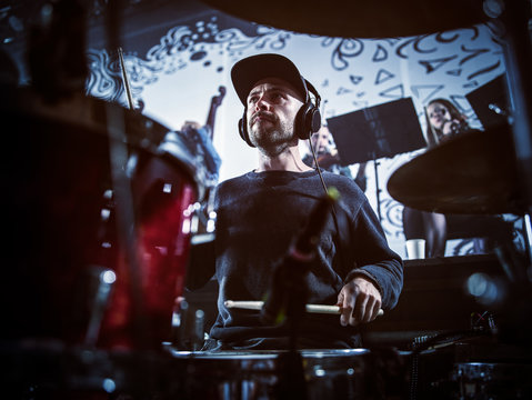 The musician at the rehearsal.