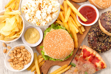 selection of junk food