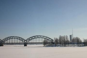 A city landscape in a winter