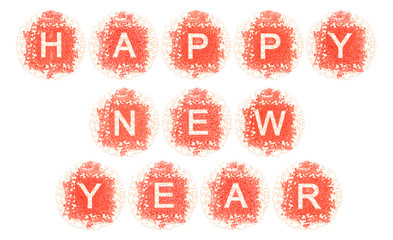 "Happy New Year" written with hand made font on white background