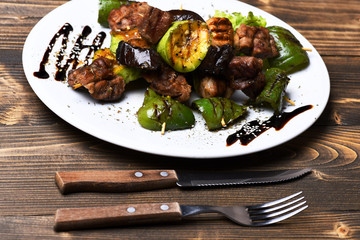 plate with meat and vegetables