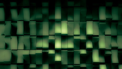 Dark green background with cubes 3d illustration, 3d rendering.