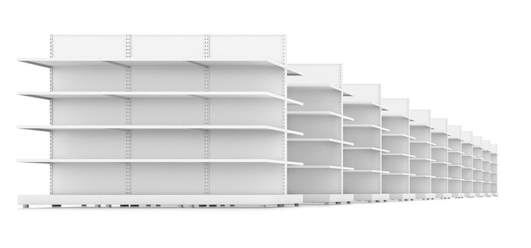 Row of supermarket shelves
