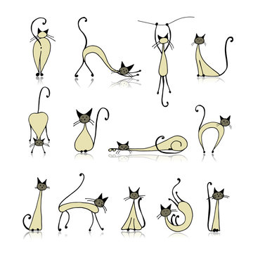 Siamese cats collection, sketch for your design