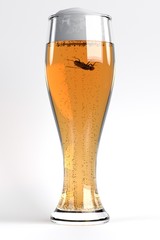 3d render of fly in beer