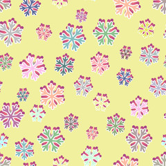 Colorful snowflakes seamless pattern