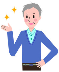 シニア　男性　ジェスチャー