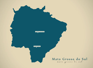 Modern Map - Mato Grosso do Sul BR Brazil Illustration