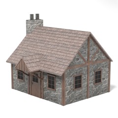 realistic 3d render of wooden cottage