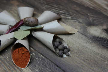 Spices in paper bags