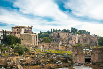Antique Rome ruins at the Forum Romanum