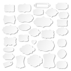 Set of vector elements for design. Realistic labels, tags.