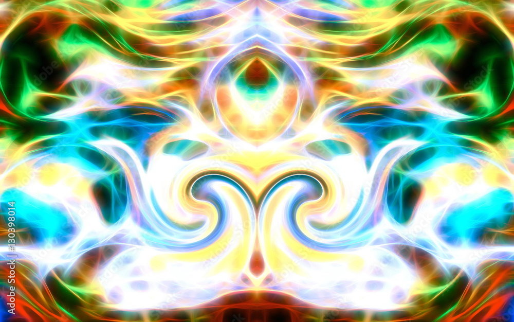 Poster abstract multicolor background and color fractal effect. Swirl effect.