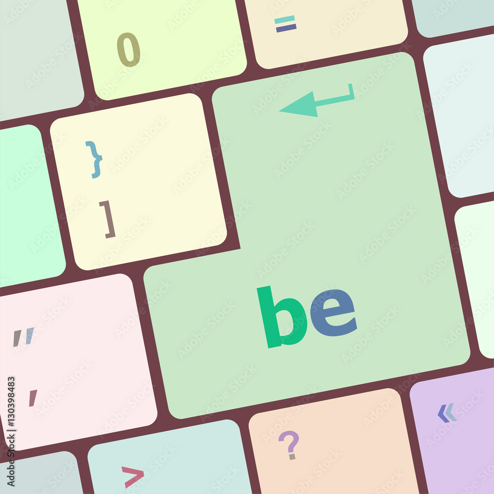 Poster be word on keyboard key, notebook computer button