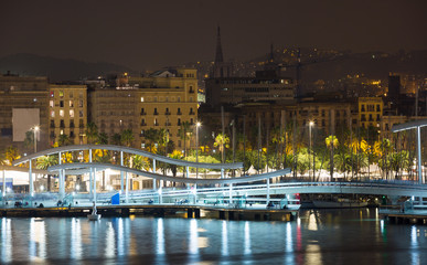 view to Barcelona  Port    in  night