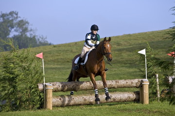 Event riding competing in cross-country phase of competition, Oxfordshire